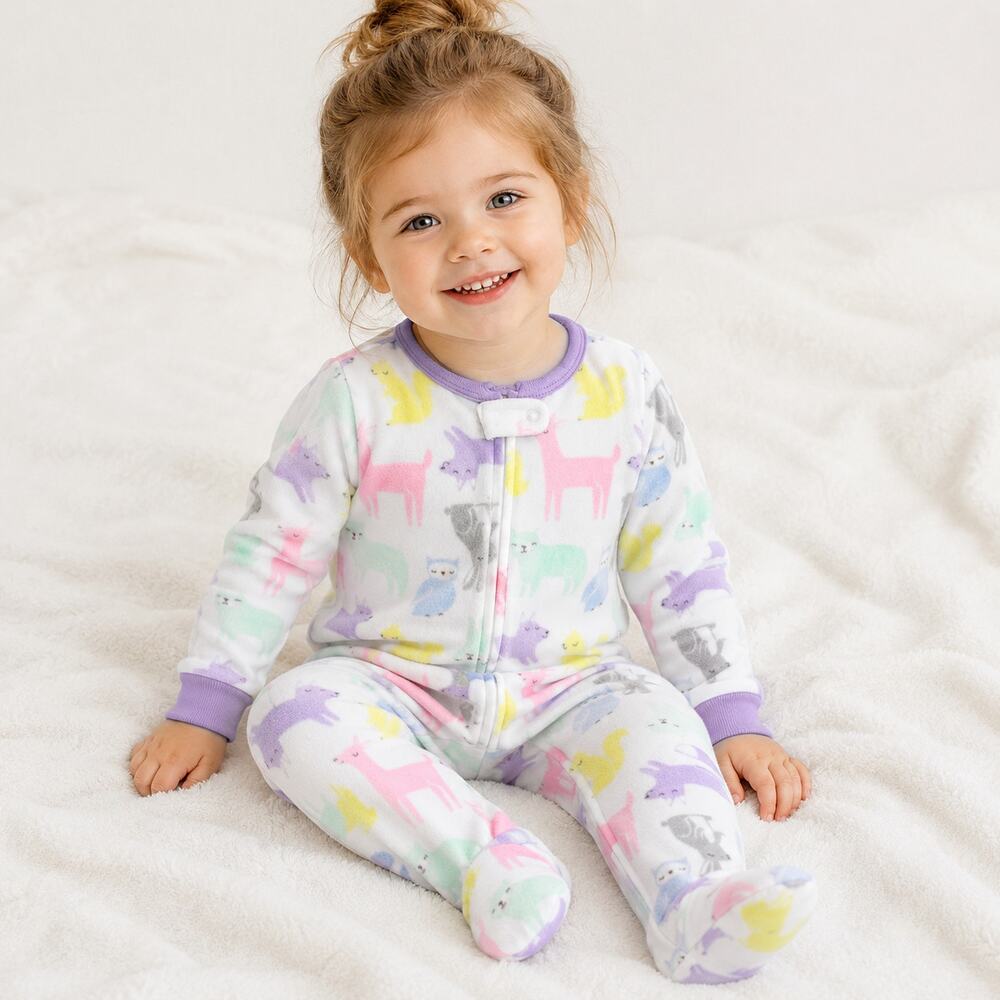 Carter's Woodland Creatures Fleece Footie Pajamas Girls 3T NWT Fox Llama Cozy